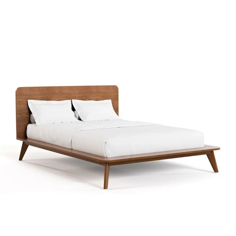 Lit plate-forme bas en bois de style Mid-century