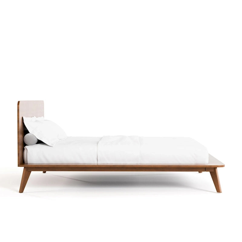 Lit plate-forme bas en bois de style Mid-century