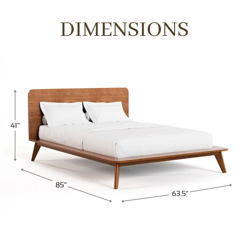 Lit plate-forme bas en bois de style Mid-century