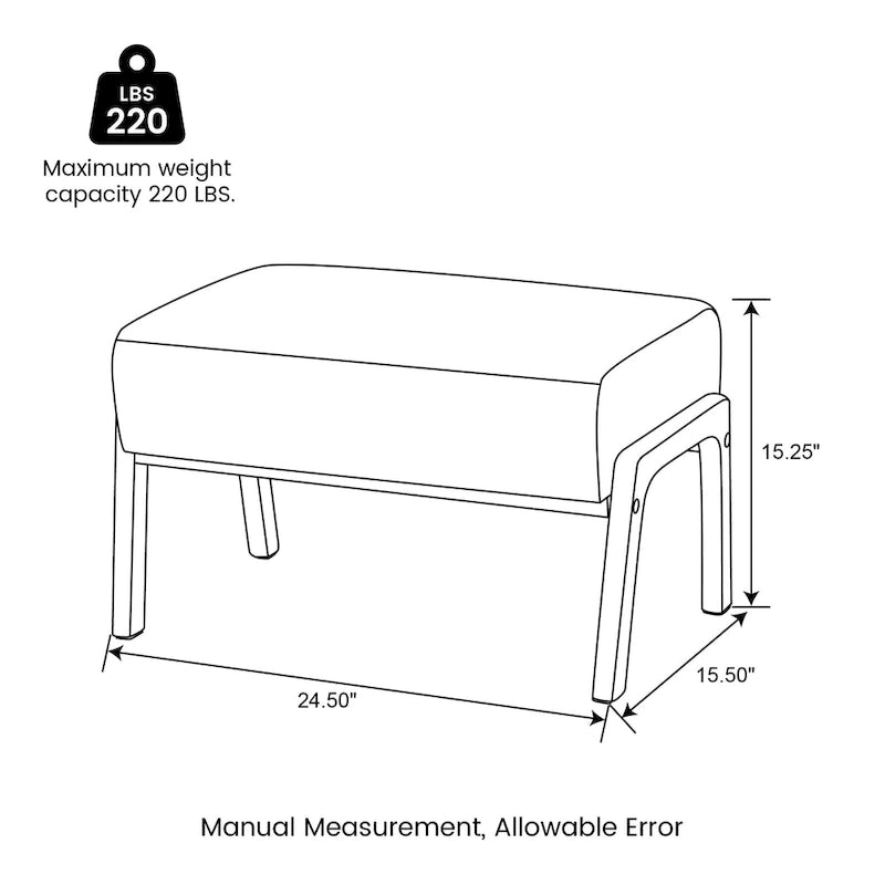 Tabouret d'appoint en similicuir avec pieds en hévéa de couleur noyer