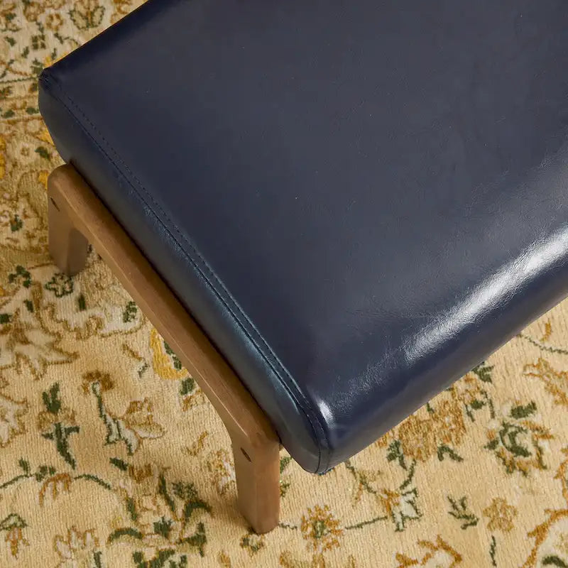 Tabouret d'appoint en similicuir avec pieds en hévéa de couleur noyer