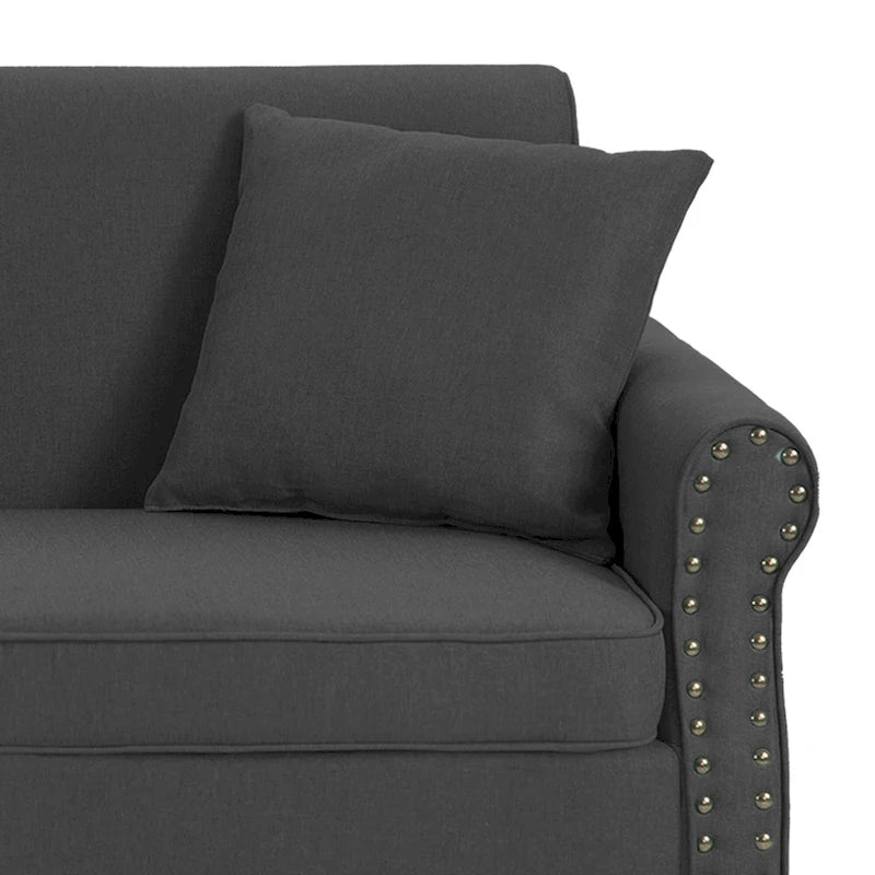 Canapé avec accoudoirs arrondis et clous décoratifs