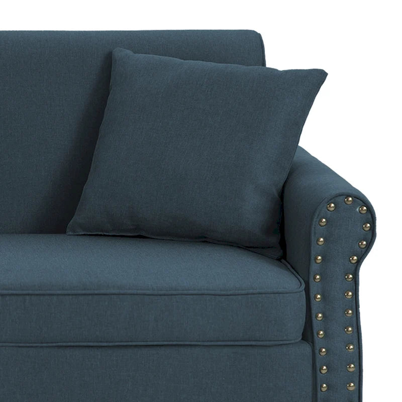 Canapé avec accoudoirs arrondis et clous décoratifs