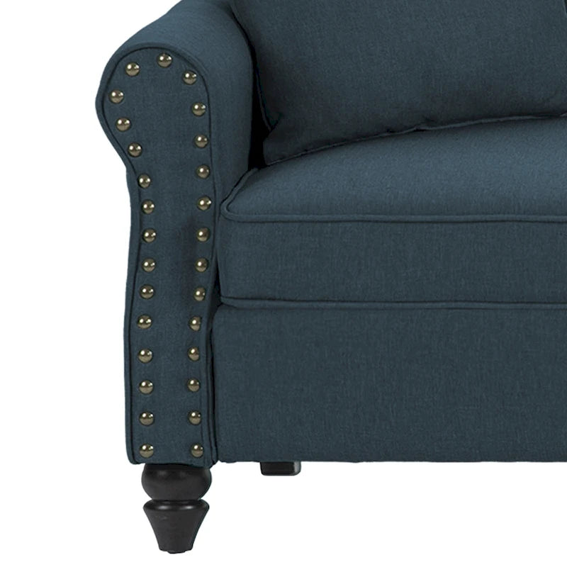 Canapé avec accoudoirs arrondis et clous décoratifs