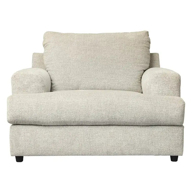 Fauteuil crapaud et demi en tissu avec coussin d'assise en T, gris clair