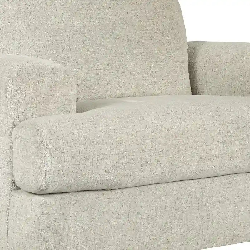 Fauteuil crapaud et demi en tissu avec coussin d'assise en T, gris clair