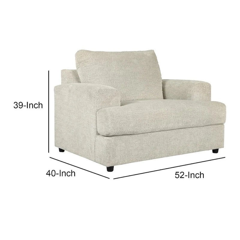 Fauteuil crapaud et demi en tissu avec coussin d'assise en T, gris clair