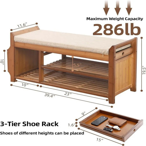 Banc à chaussures à 2 niveaux