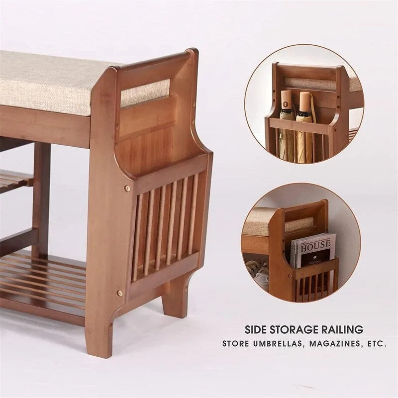 Banc à chaussures à 2 niveaux