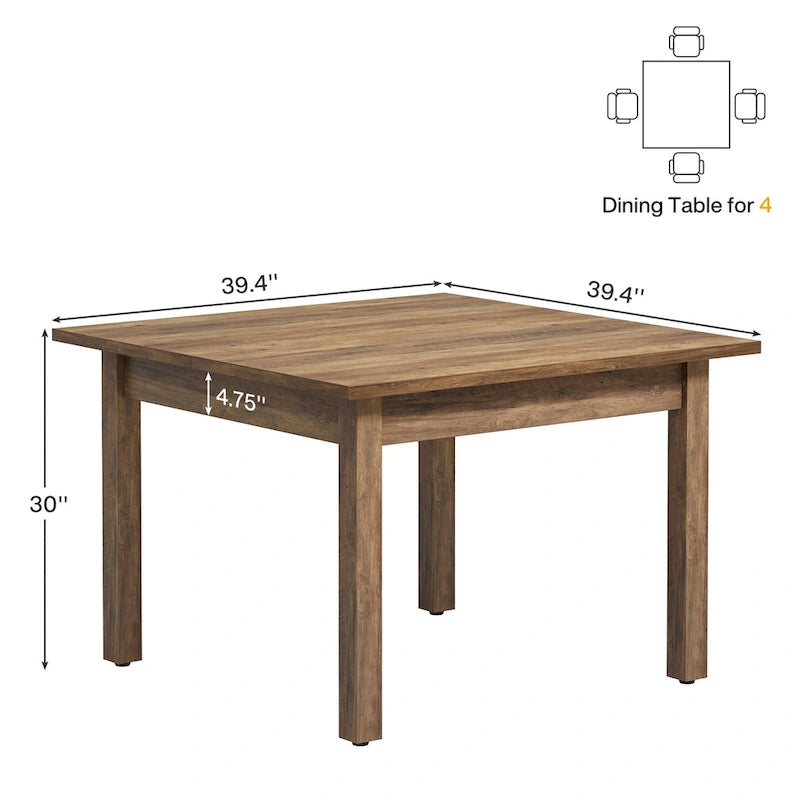 Table de conférence carrée avec pieds en bois massif pour salle de réunion