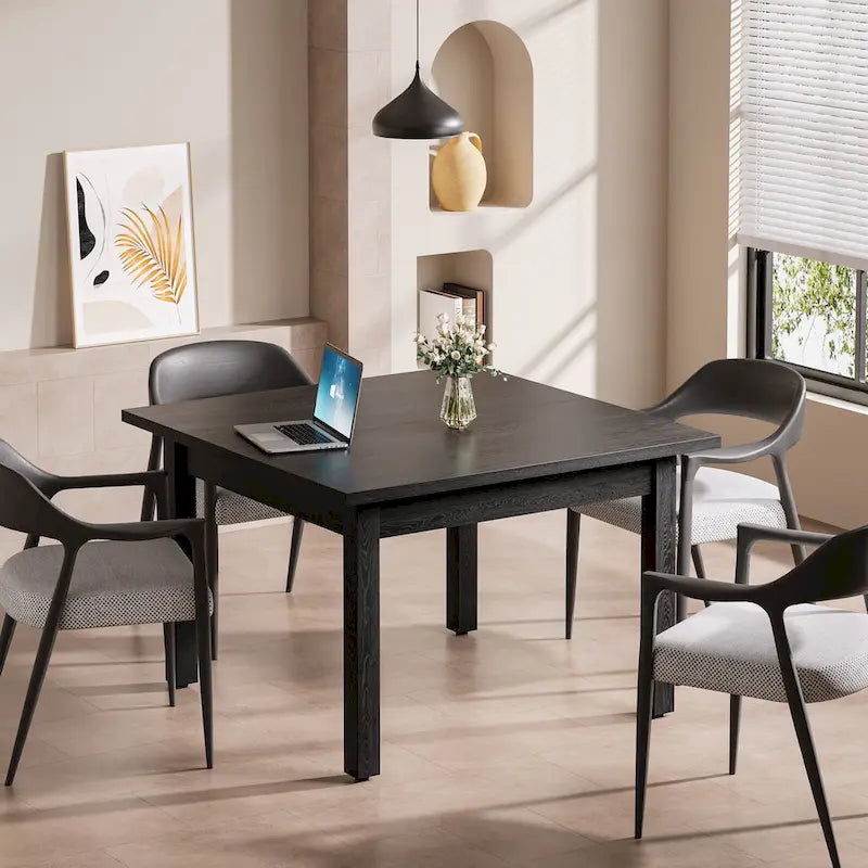 Table de conférence carrée avec pieds en bois massif pour salle de réunion