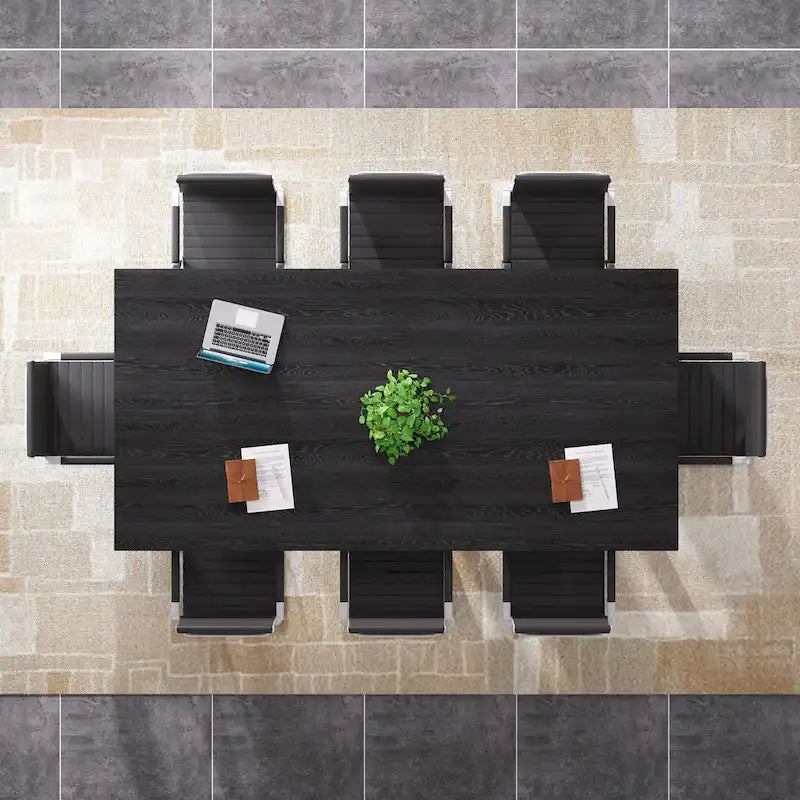 Table de conférence carrée avec pieds en bois massif pour salle de réunion