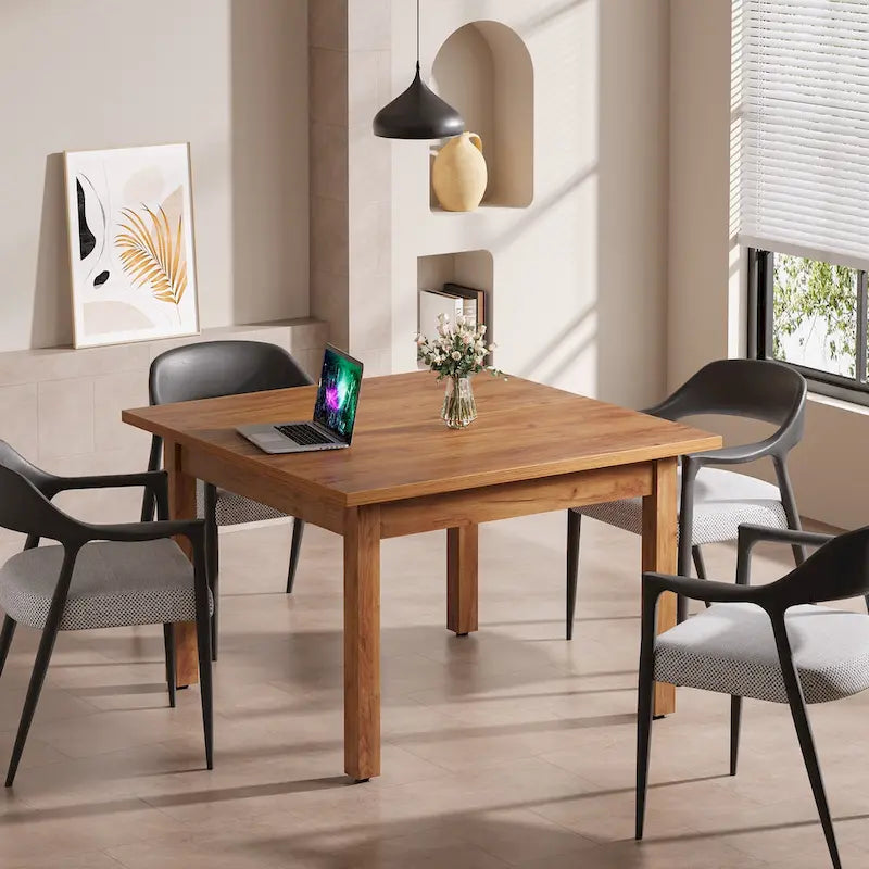 Table de conférence carrée avec pieds en bois massif pour salle de réunion