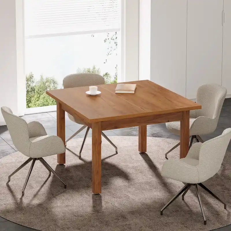 Table de conférence carrée avec pieds en bois massif pour salle de réunion