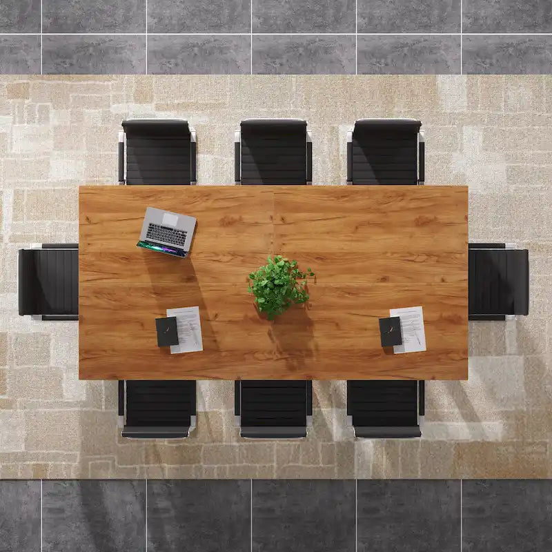 Table de conférence carrée avec pieds en bois massif pour salle de réunion