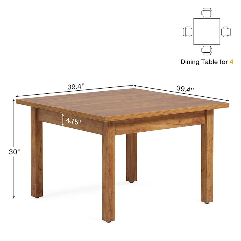 Table de conférence carrée avec pieds en bois massif pour salle de réunion