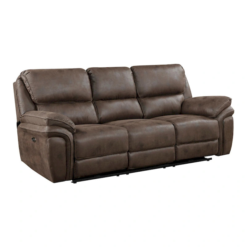 Canapé inclinable double électrique, port de chargement USB microfibre marron