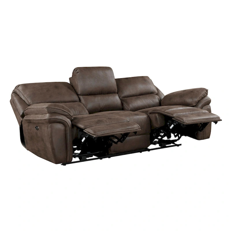 Canapé inclinable double électrique, port de chargement USB microfibre marron