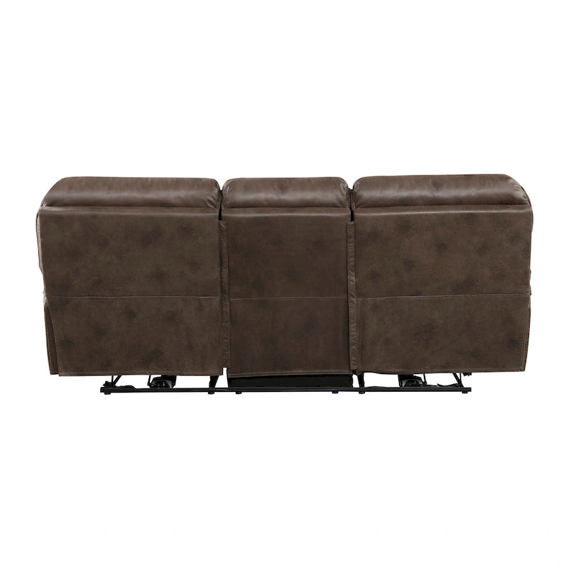 Canapé inclinable double électrique, port de chargement USB microfibre marron