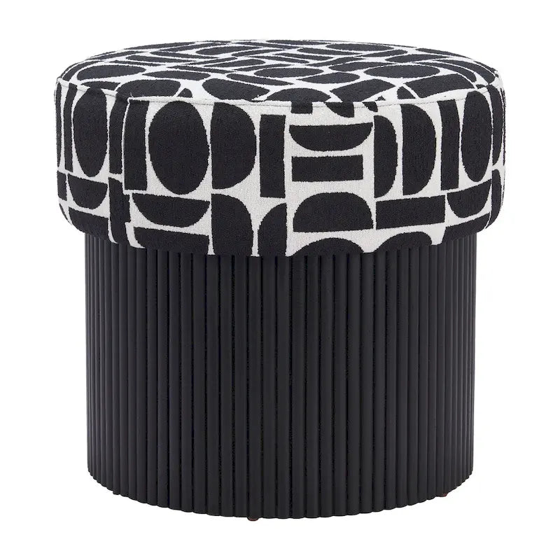 Pouf de rangement noir et blanc
