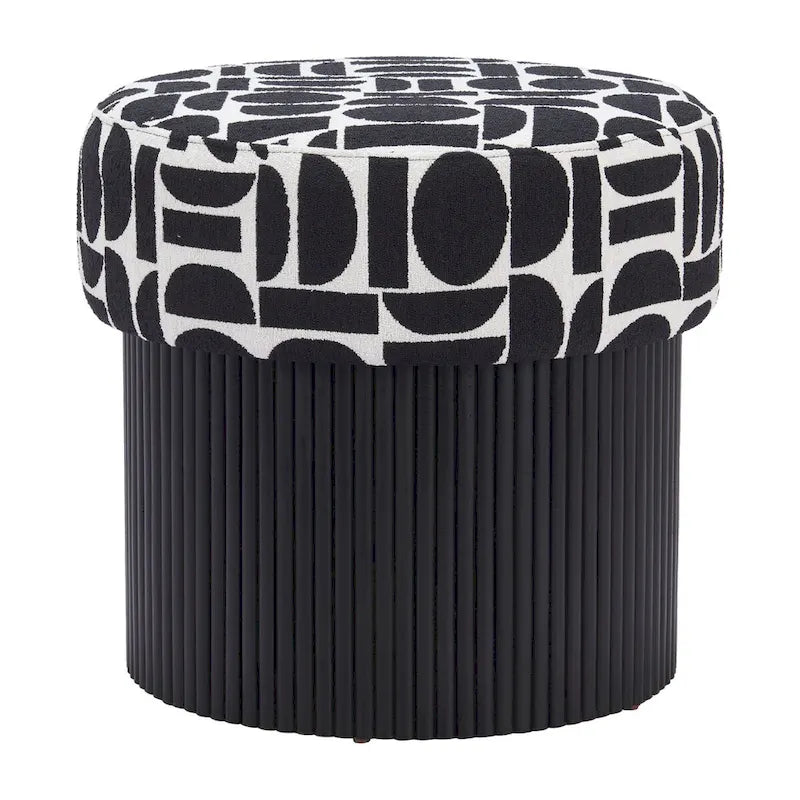 Pouf de rangement noir et blanc