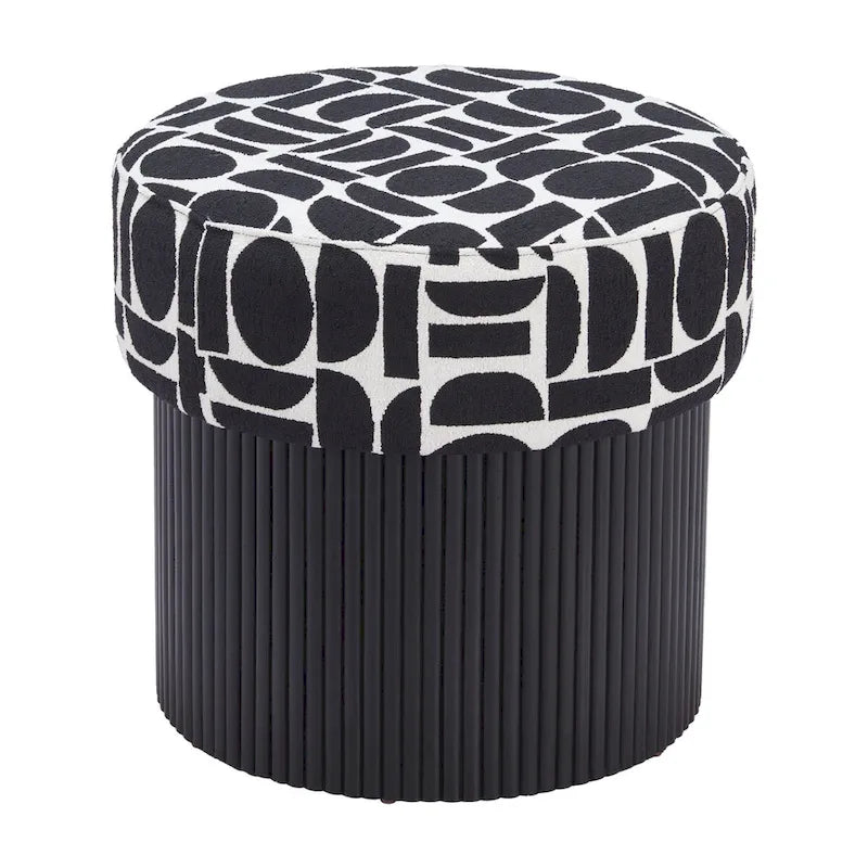 Pouf de rangement noir et blanc