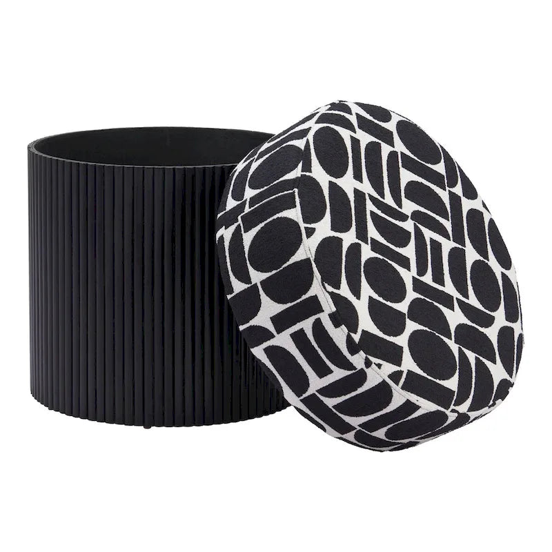 Pouf de rangement noir et blanc