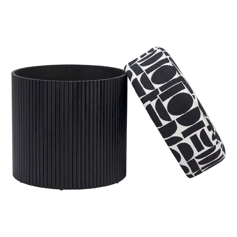 Pouf de rangement noir et blanc
