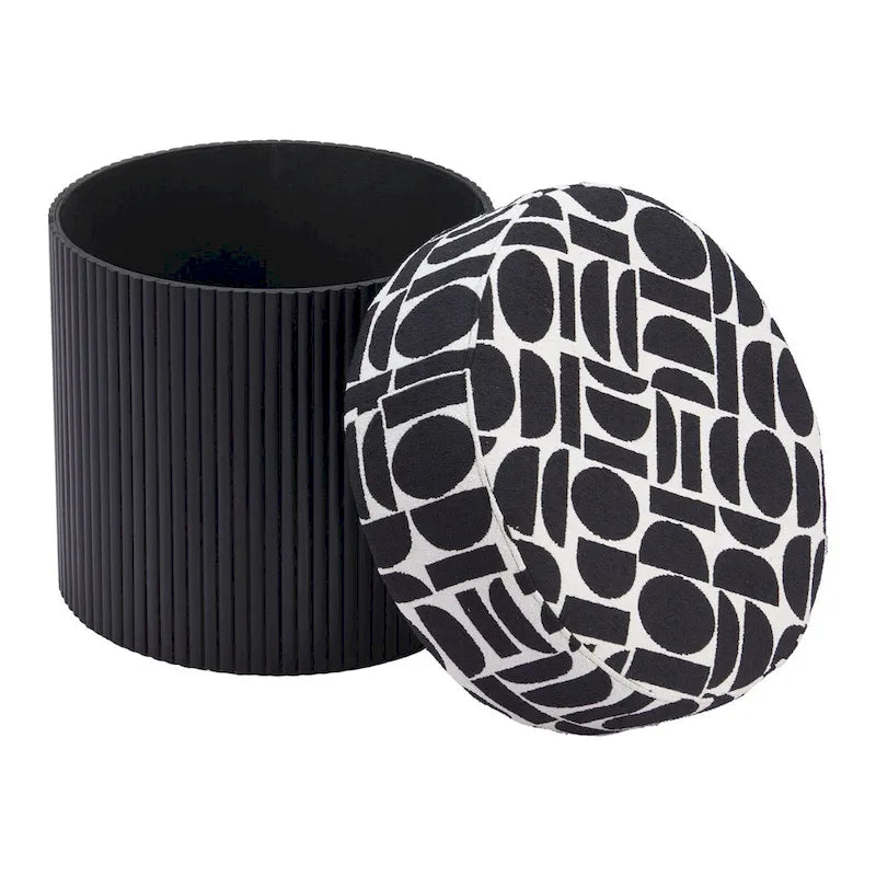 Pouf de rangement noir et blanc