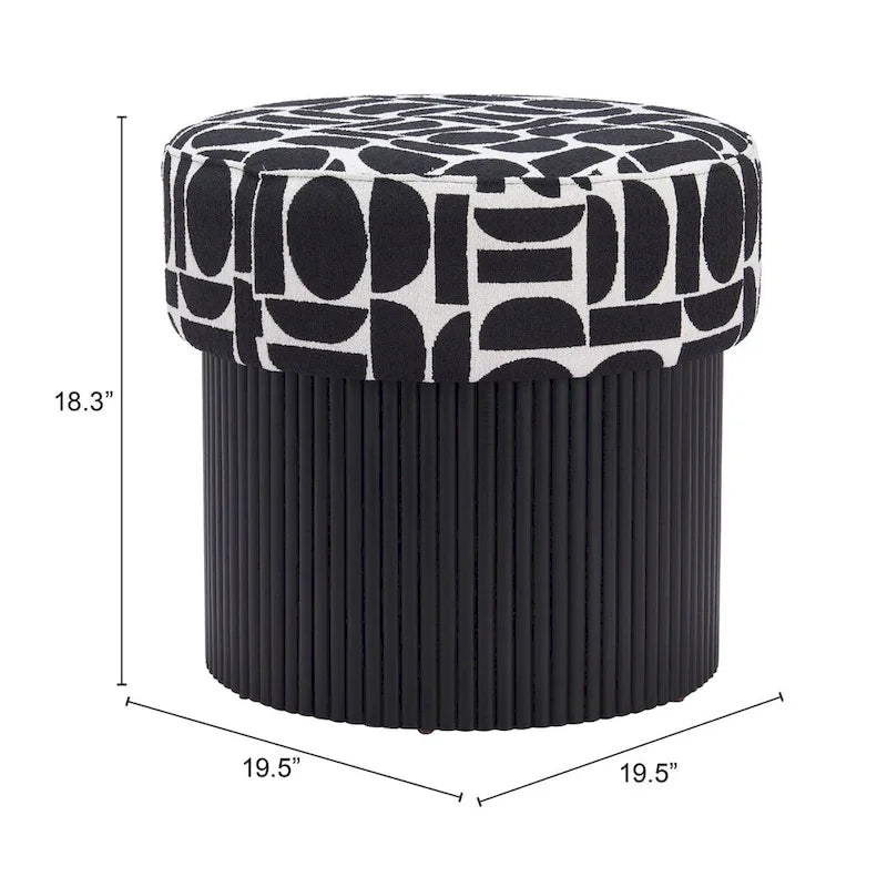 Pouf de rangement noir et blanc