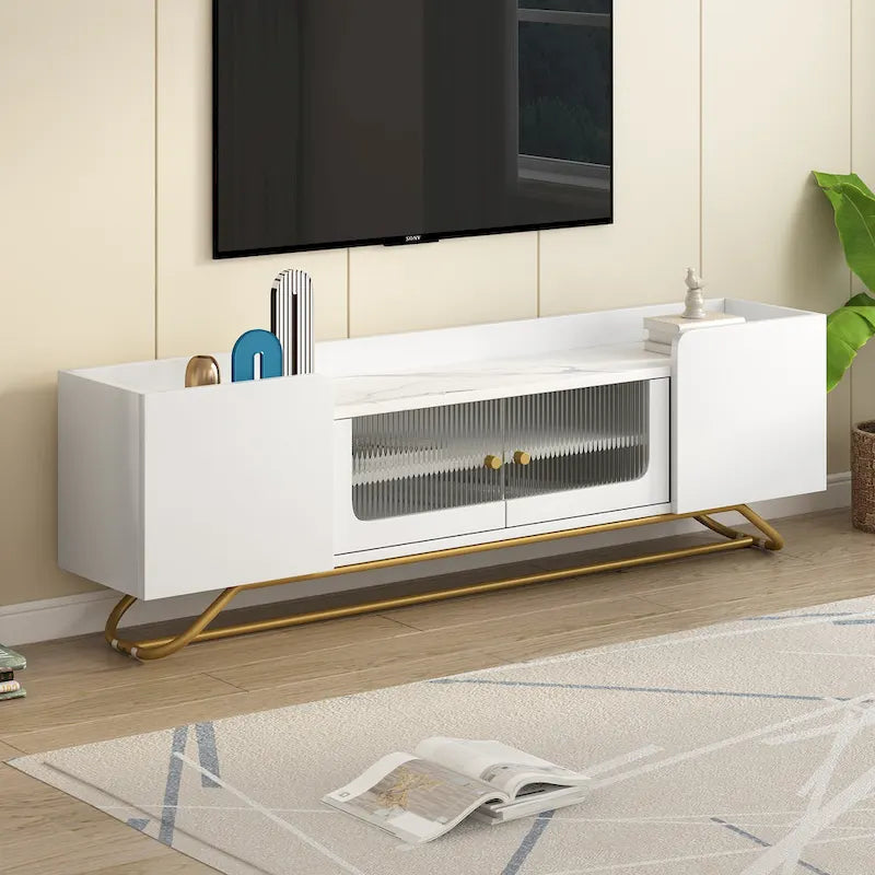 Meuble TV avec base en métal doré