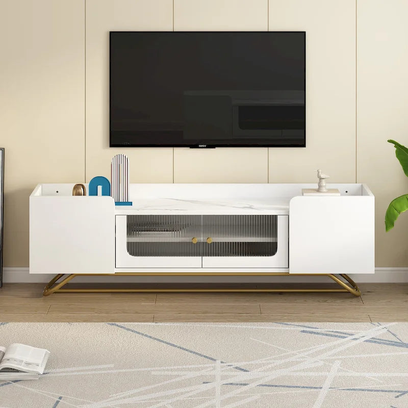 Meuble TV avec base en métal doré