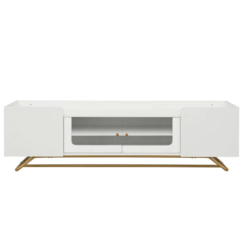 Meuble TV avec base en métal doré