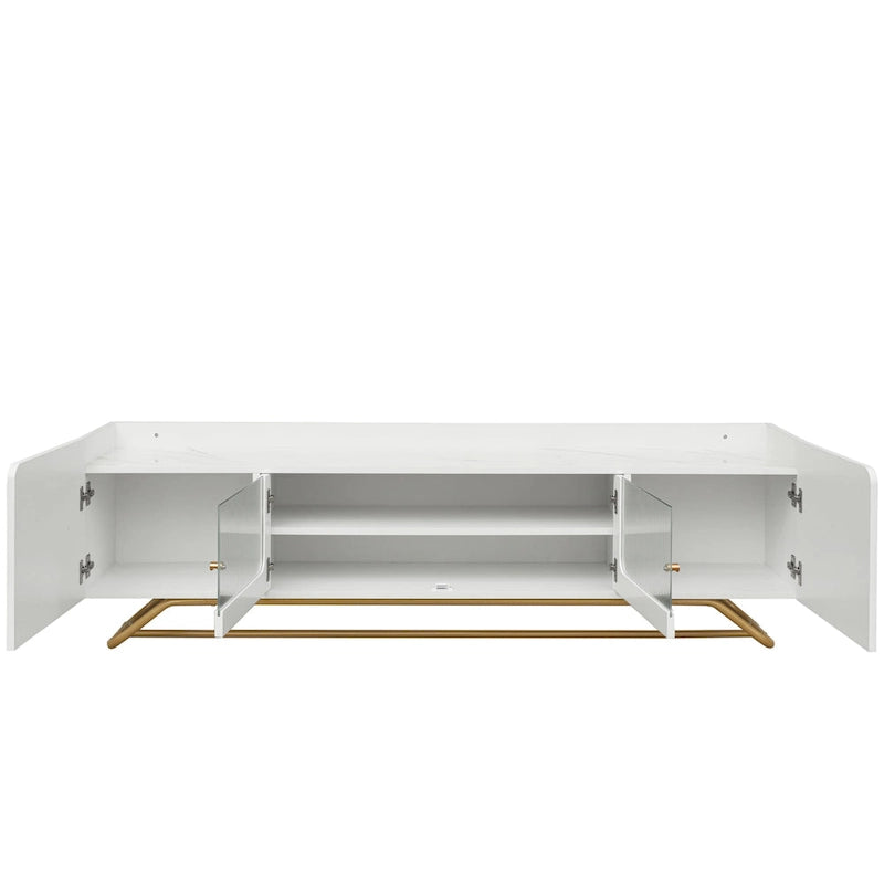 Meuble TV avec base en métal doré
