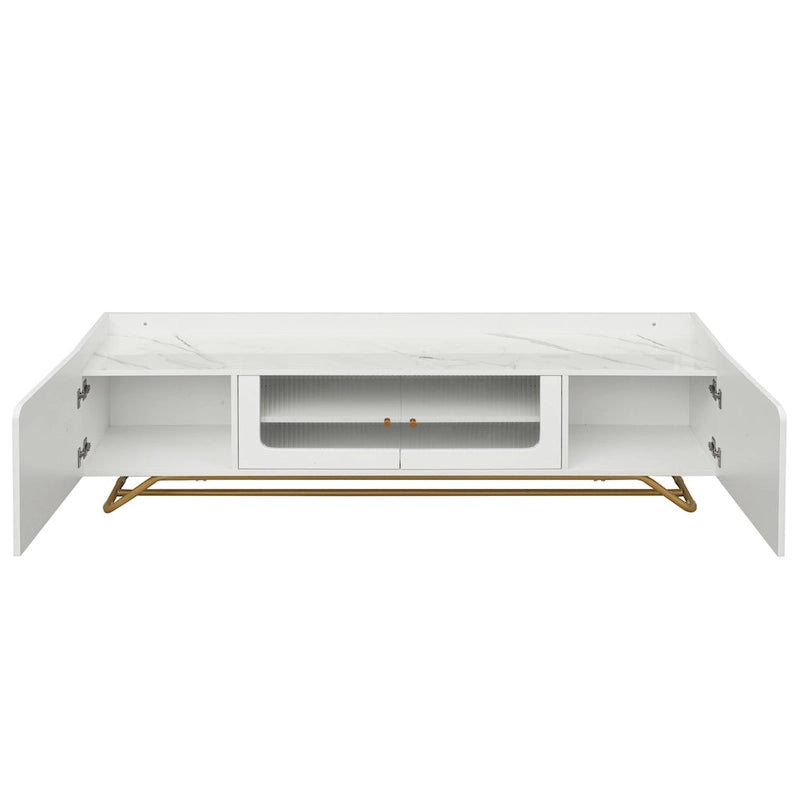 Meuble TV avec base en métal doré