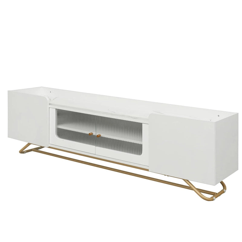 Meuble TV avec base en métal doré