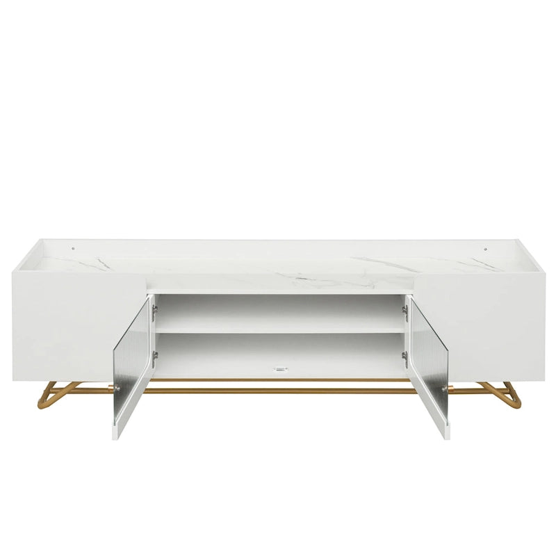 Meuble TV avec base en métal doré