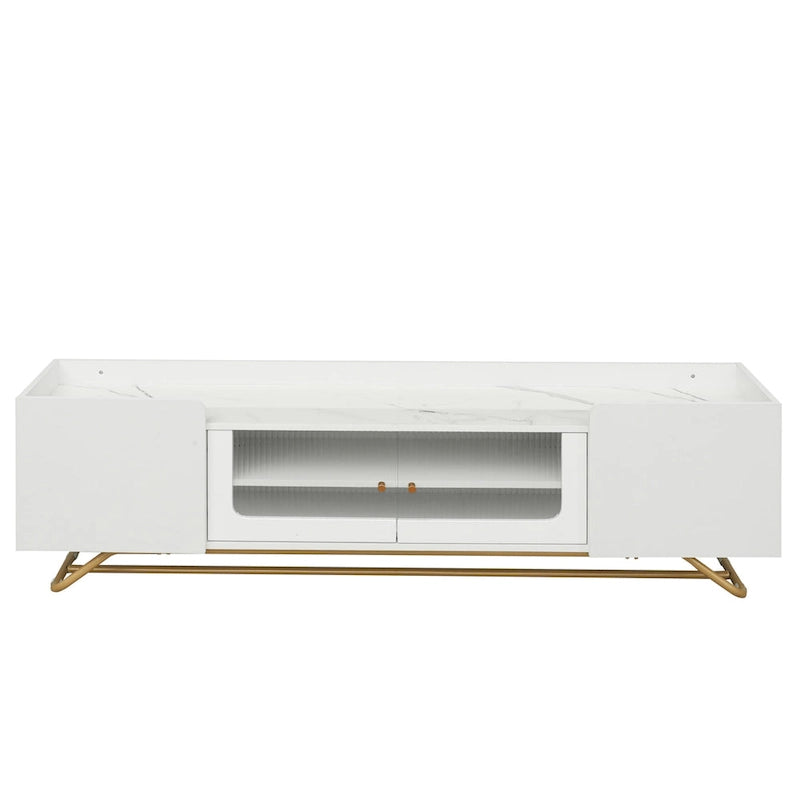 Meuble TV avec base en métal doré
