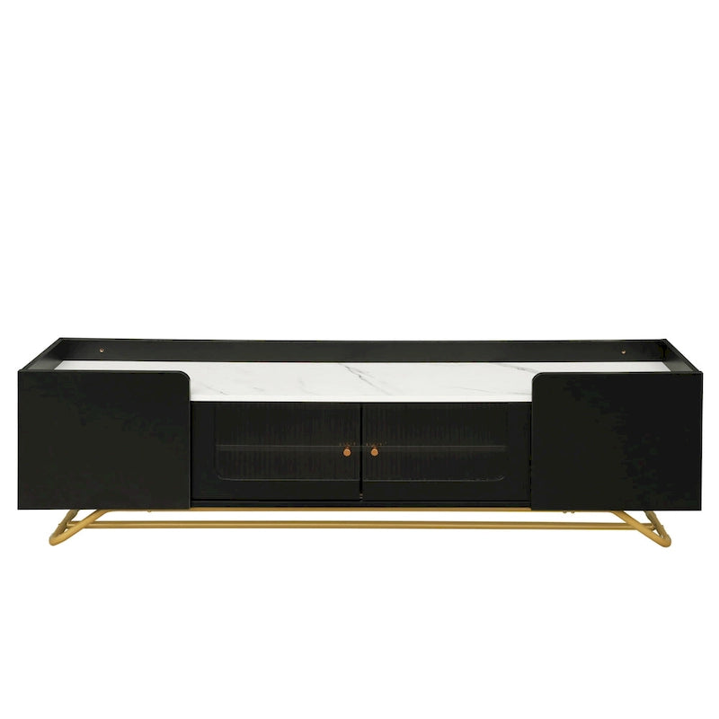 Meuble TV avec base en métal doré