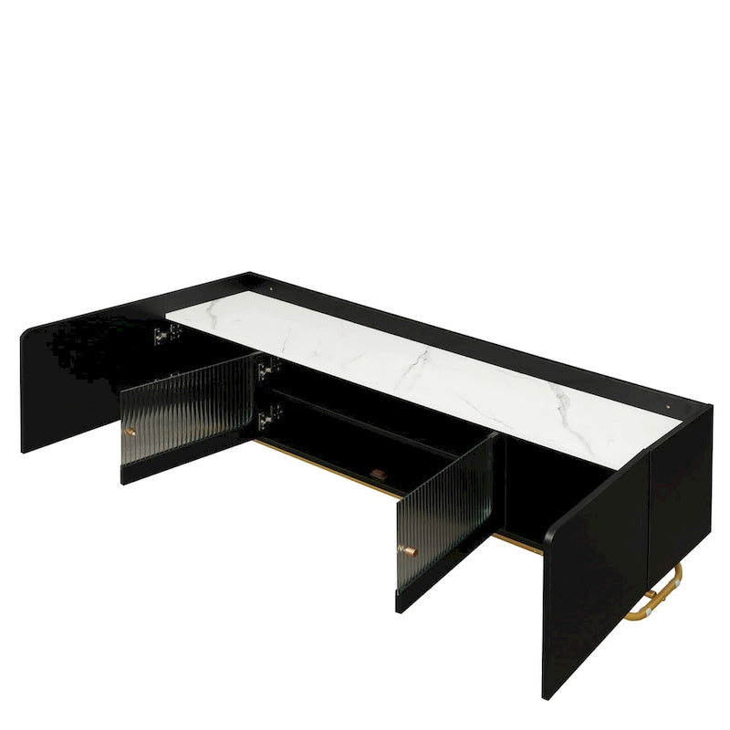 Meuble TV avec base en métal doré