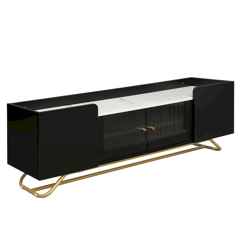 Meuble TV avec base en métal doré