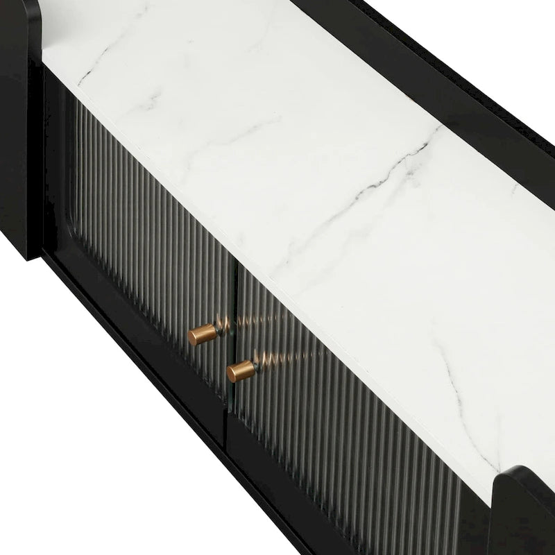Meuble TV avec base en métal doré