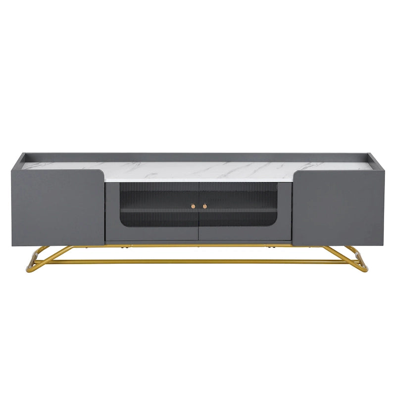 Meuble TV avec base en métal doré