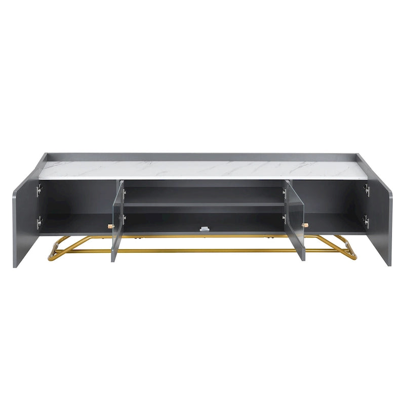 Meuble TV avec base en métal doré