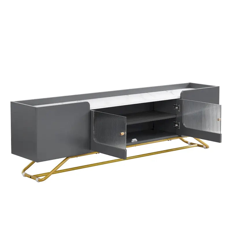 Meuble TV avec base en métal doré
