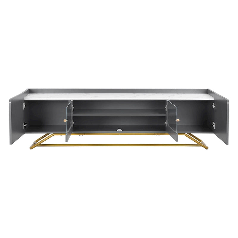 Meuble TV avec base en métal doré
