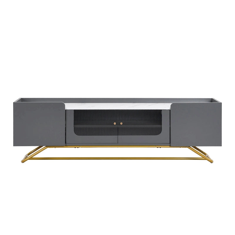 Meuble TV avec base en métal doré