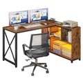 Bureau réversible en L avec étagères de rangement, bureau d'angle pour ordinateur et jeux