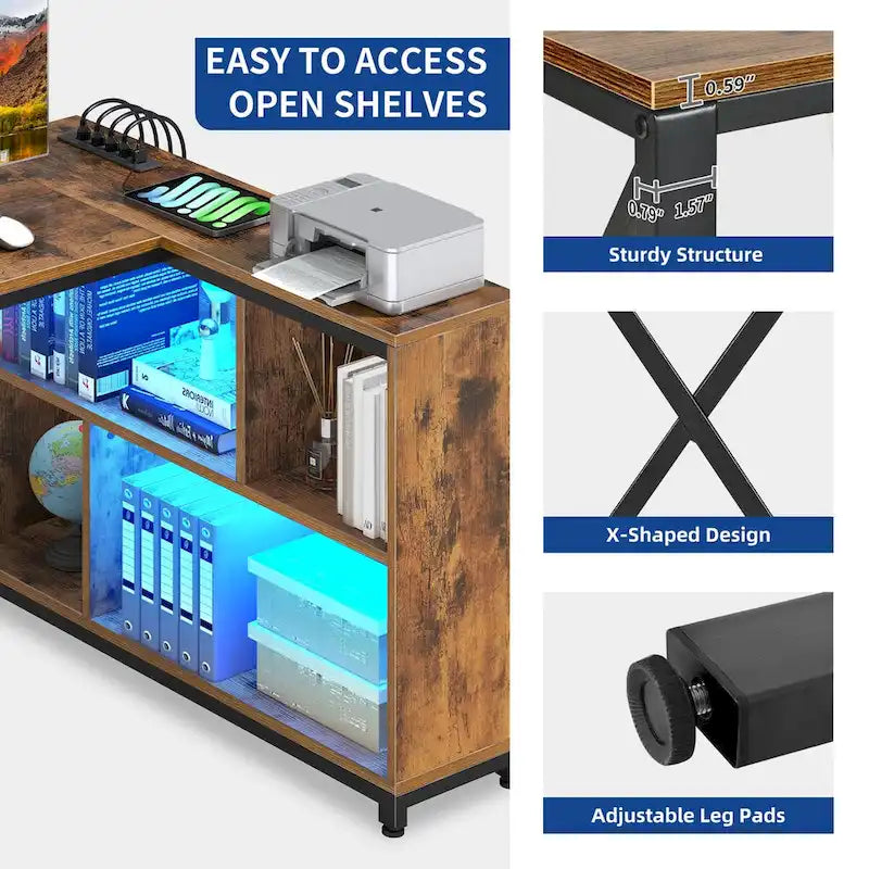 Bureau réversible en L avec étagères de rangement, bureau d'angle pour ordinateur et jeux