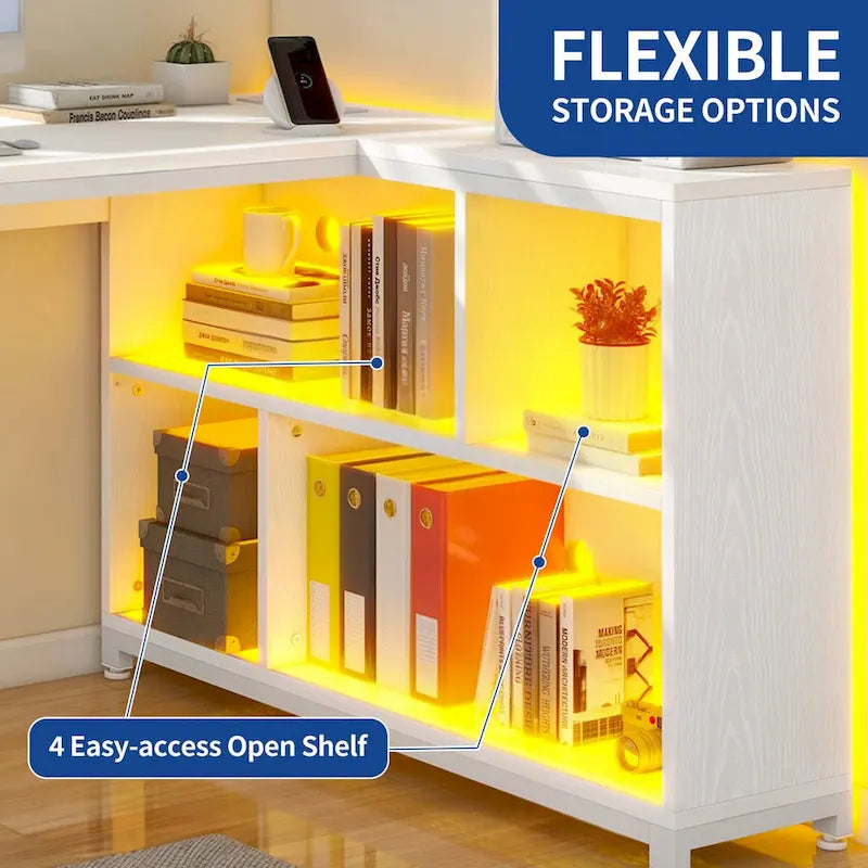 Bureau réversible en L avec étagères de rangement, bureau d'angle pour ordinateur et jeux